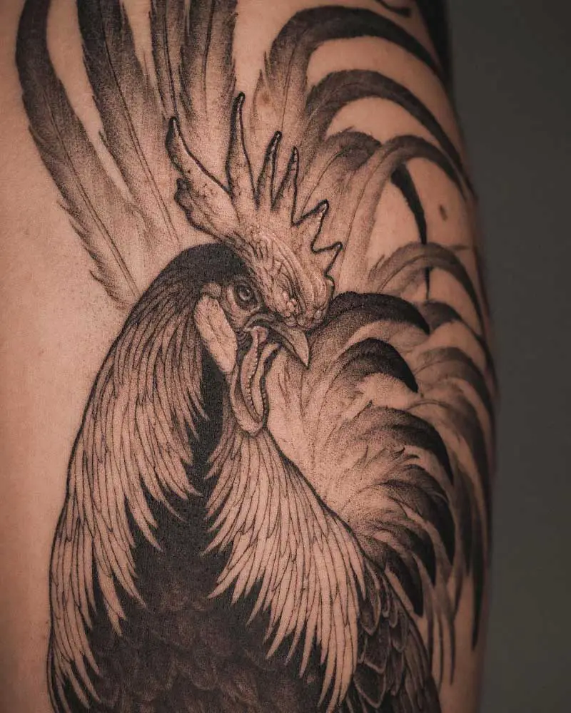 rooster tattoo by Aubrey Mennella TattooNOW