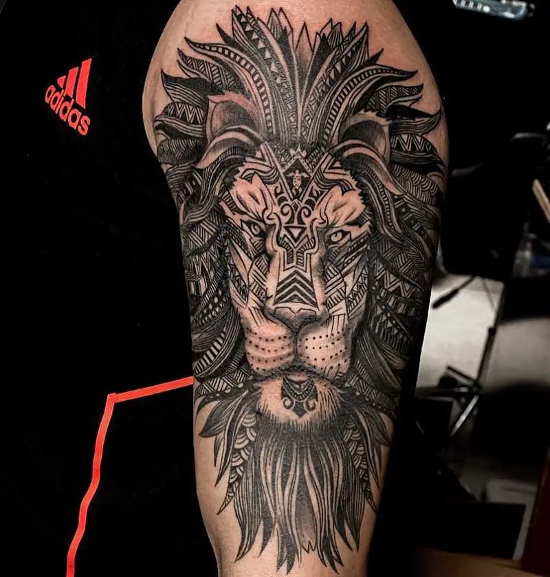 Lion Tattoo  Tribal lion tattoo Lion tattoo design Sleeve tattoos