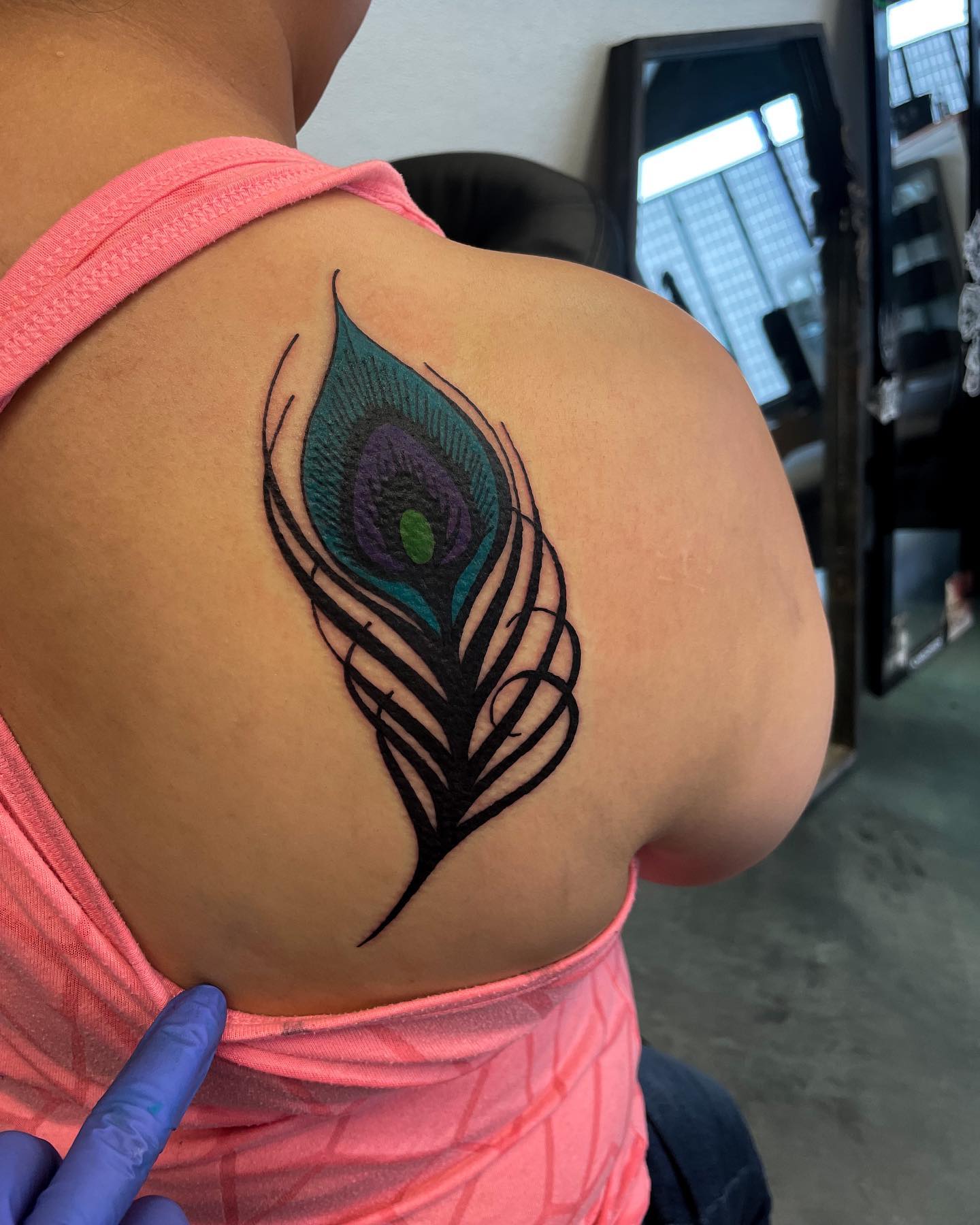 shoulder peacock tattoo 1