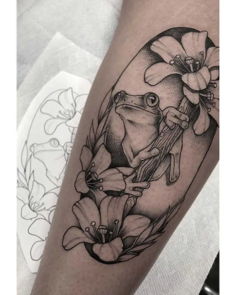 Flower and Frog tattoo by Levgen Tattoo  Post 13946