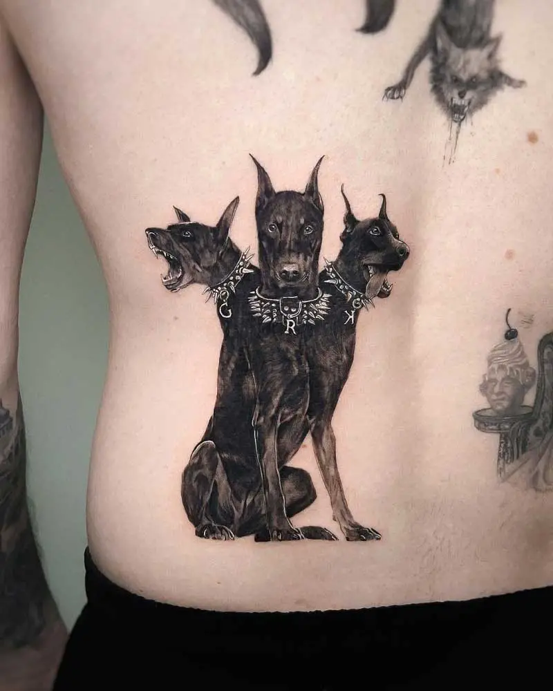 Tattoo uploaded by Stacie Mayer  Neo traditional doberman cover up tattoo  by Andrew Strychnine coverup neotraditional dog doberman  AndrewStrychnine  Tattoodo