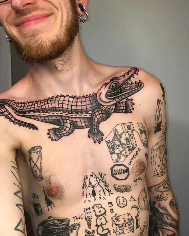 Alligator Chest Tattoo 2