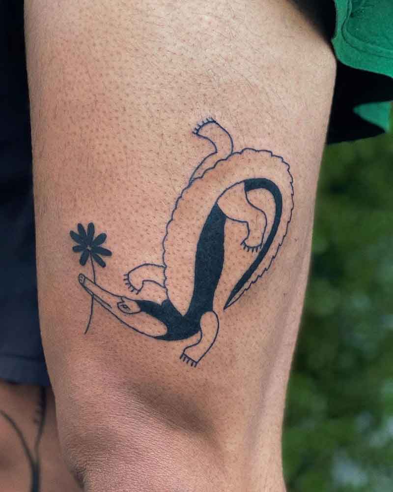 Alligator Line Art Tattoo 3