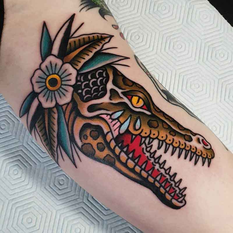 Alligator Skull Dotwork Tattoo  Tattooed Now 