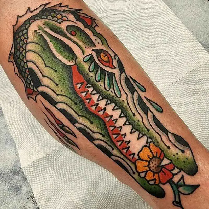 traditional alligator head tattoo