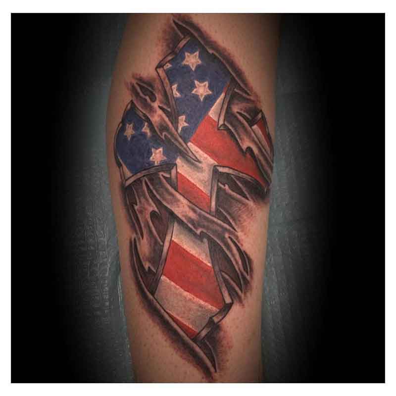 American Flag Cross Tattoo 1