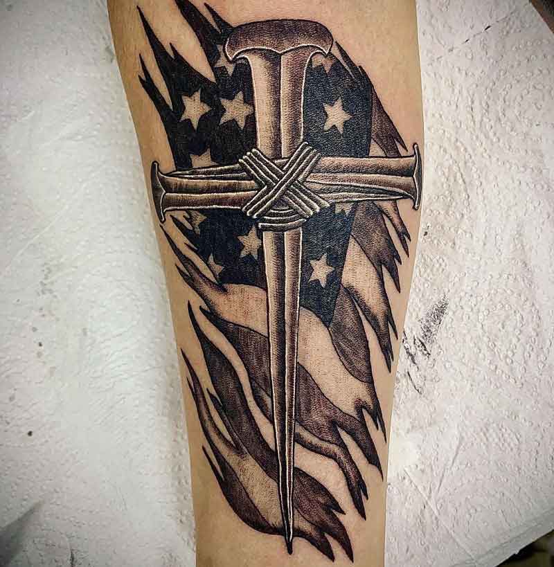 American Flag Cross Tattoo 3