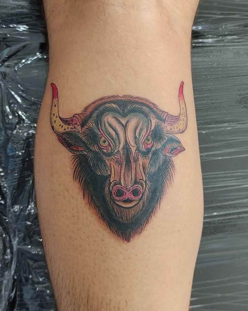 American Traditional Bull Tattoo 2