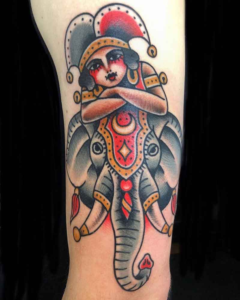 American Traditional Elephant Tattoo 2