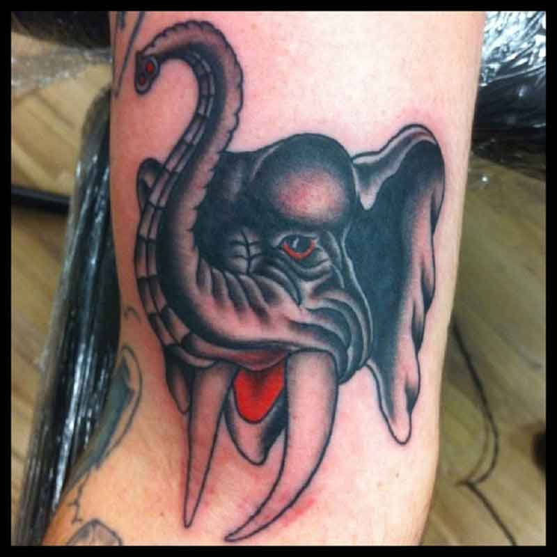 American Traditional Elephant Tattoo 3