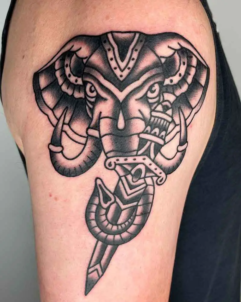 Angry Elephant Tattoo 2