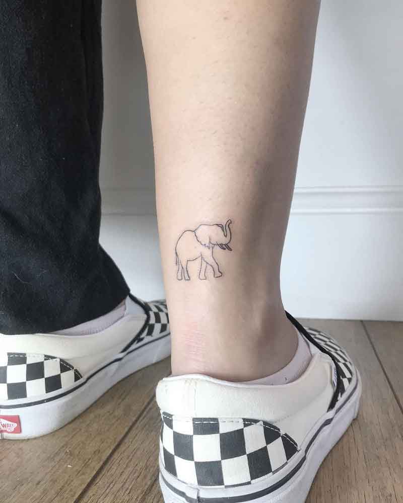 Ankle Elephant Tattoo 1