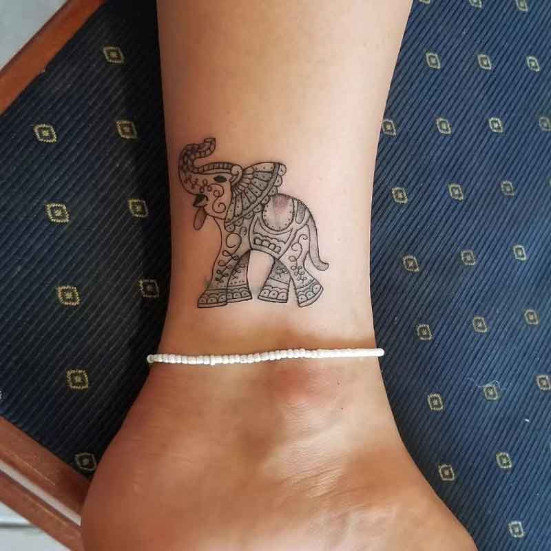 Ankle Elephant Tattoo 3