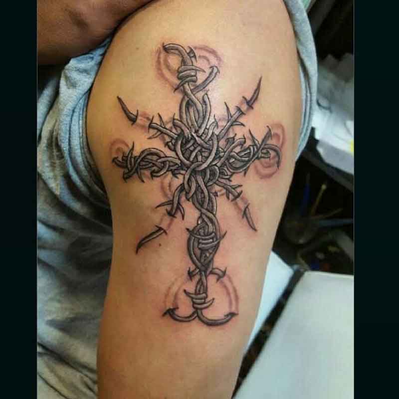 Barbed Wire Cross Tattoo 2