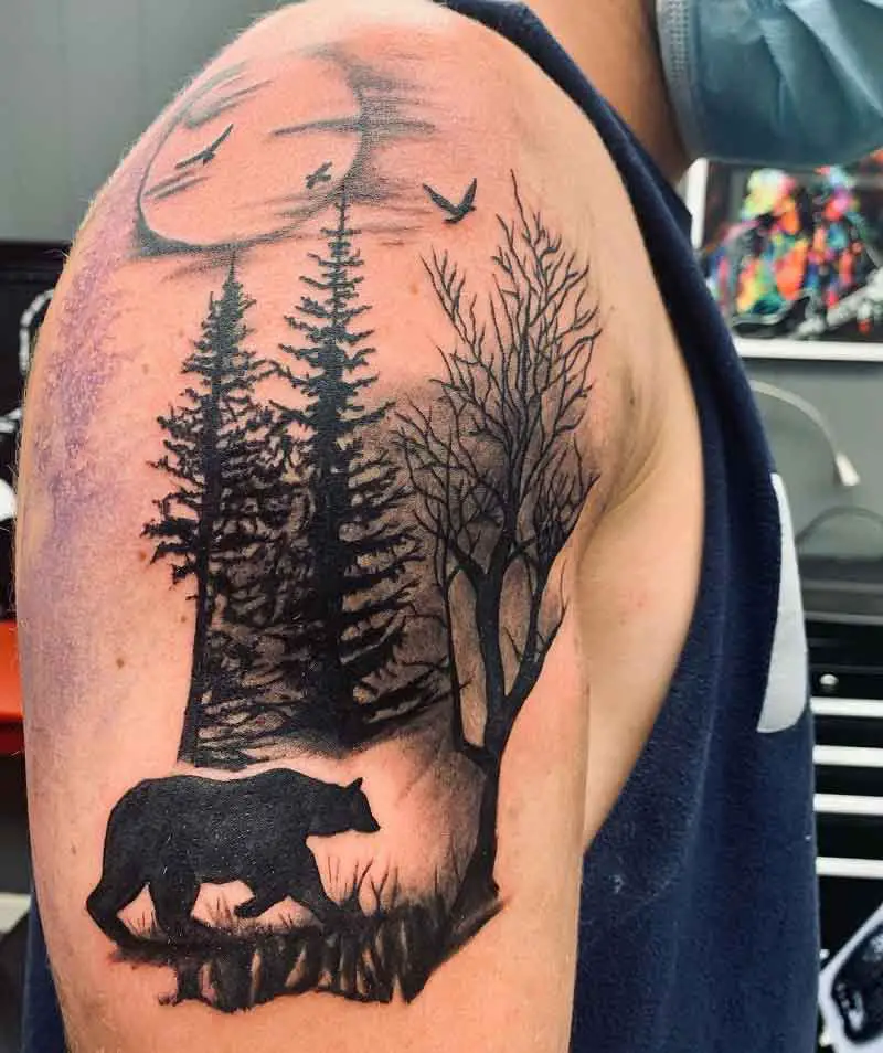 Bear Forest Trees Scene Tattoo by Jackie Rabbit by jackierabbit12 on  DeviantArt