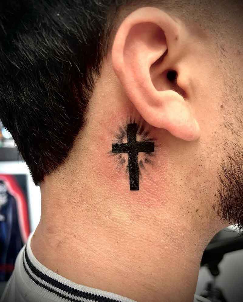 Behind Ear Cross Tattoo 1