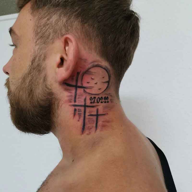 Behind Ear Cross Tattoo 3