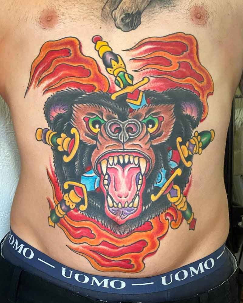 Belly Tattoo Bear 3