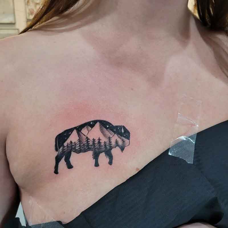 Bison Chest Tattoo 1