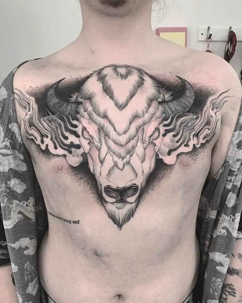 Bison Chest Tattoo 2