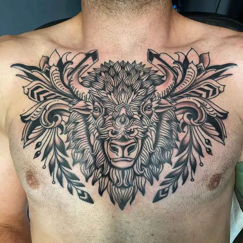 Bison Chest Tattoo 3