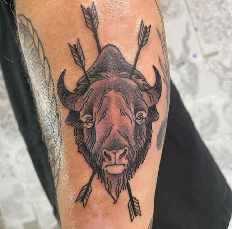 Bison Face Tattoo 1