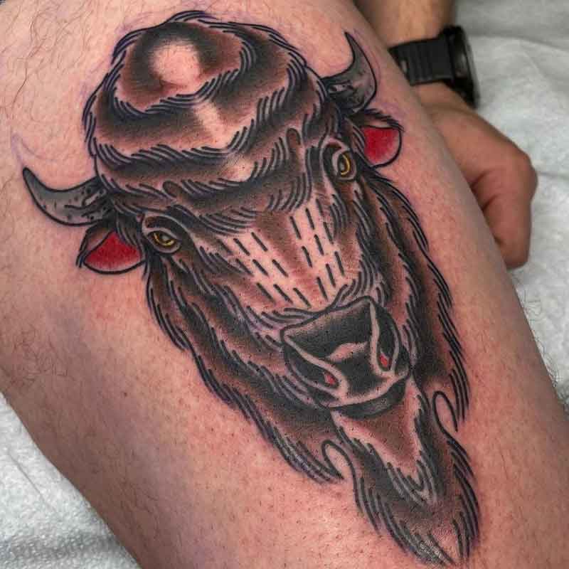 Bison Face Tattoo 2