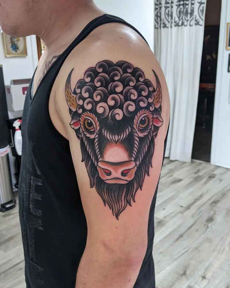 Bison Face Tattoo 3