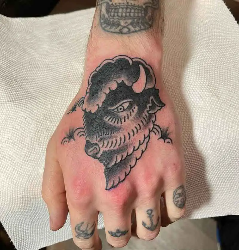 Bison Hand Tattoo 2