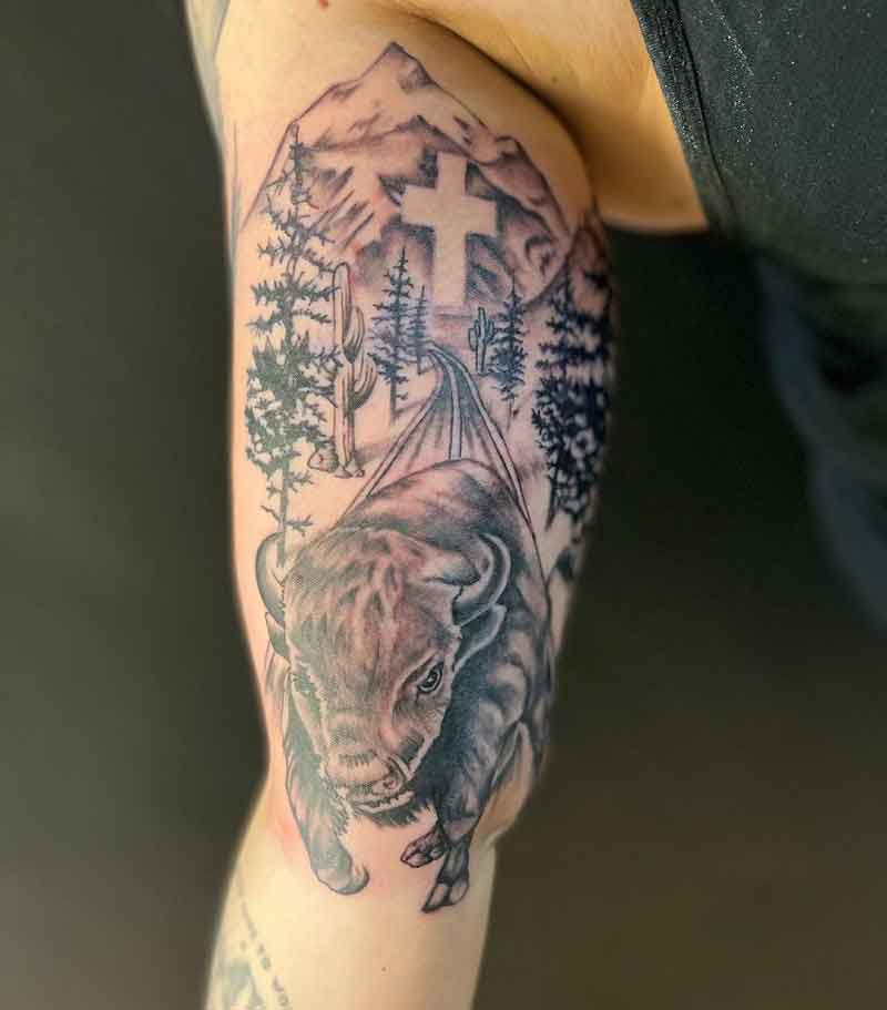 Bison Mountain Tattoo 2