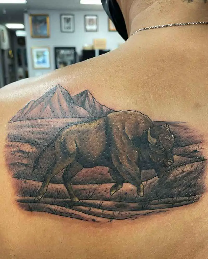 Bison Mountain Tattoo 3