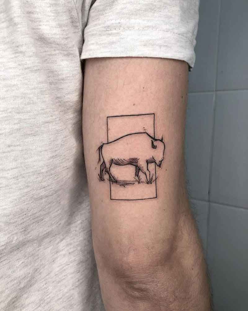 Bison Outline Tattoo 2