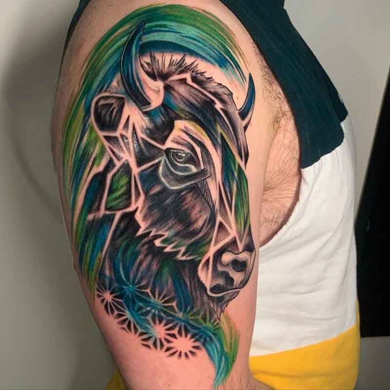 Bison Shoulder Tattoo 1