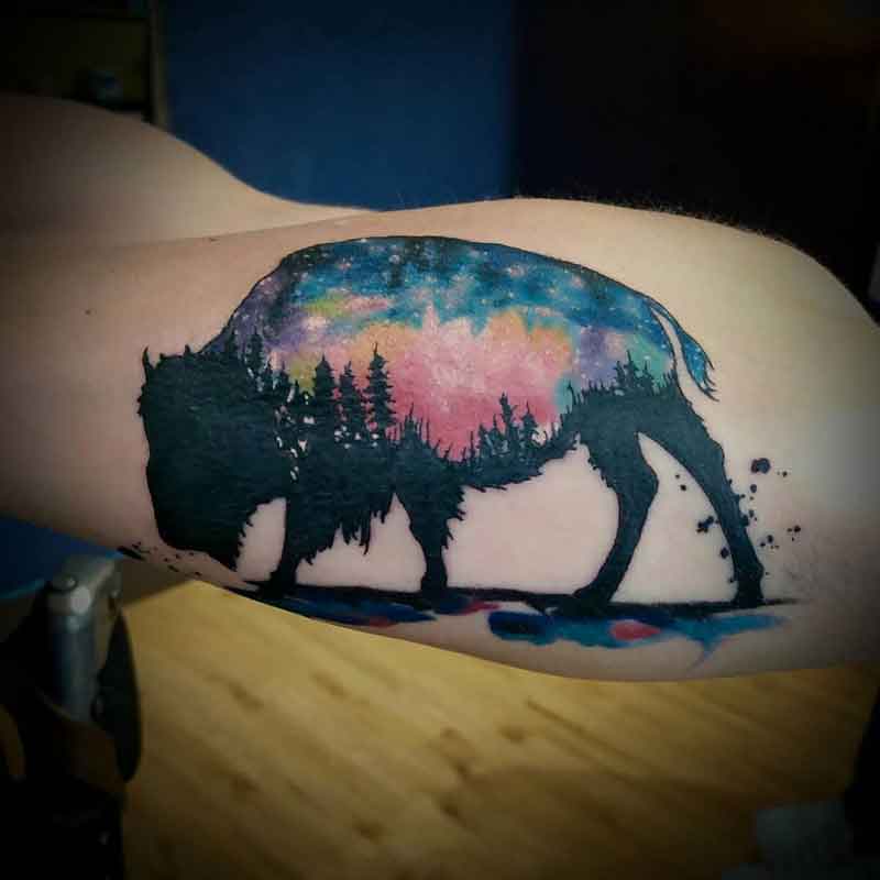 Bison Silhouette Tattoo 2