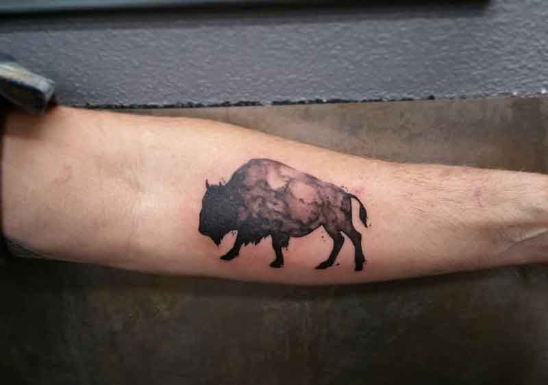 Bison Silhouette Tattoo 3