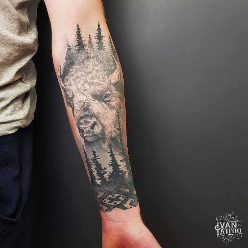 Bison Sleeve Tattoo 2