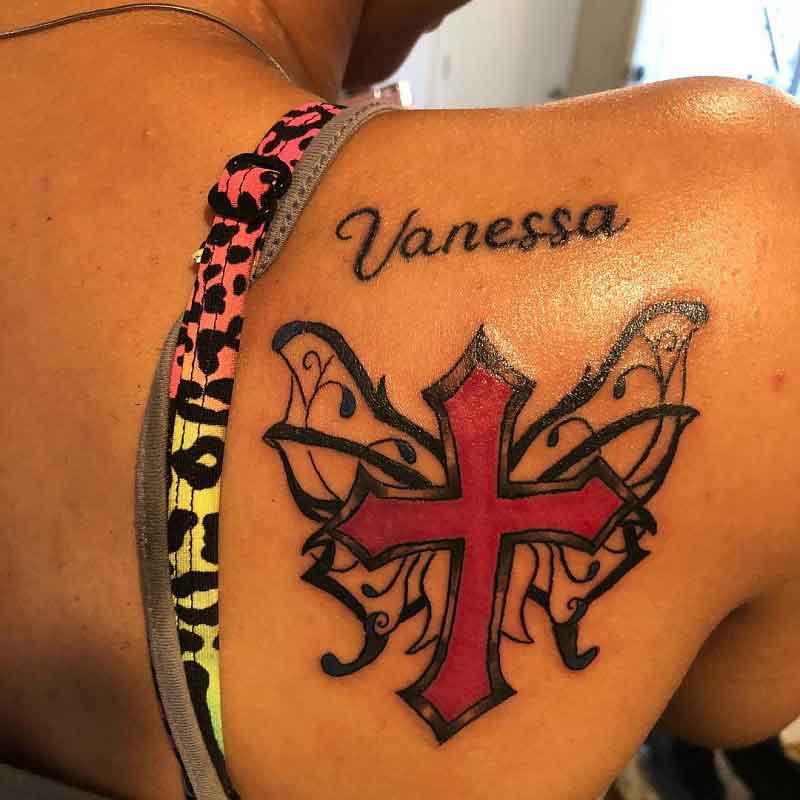 Butterfly Cross Tattoo 3