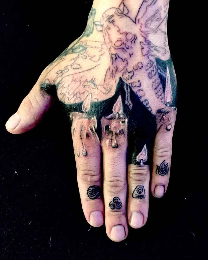 Candle Finger Tattoo 3