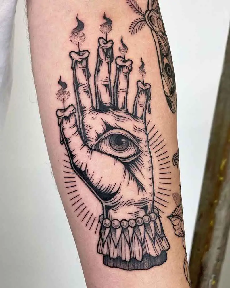 Candle Hand Tattoo 3