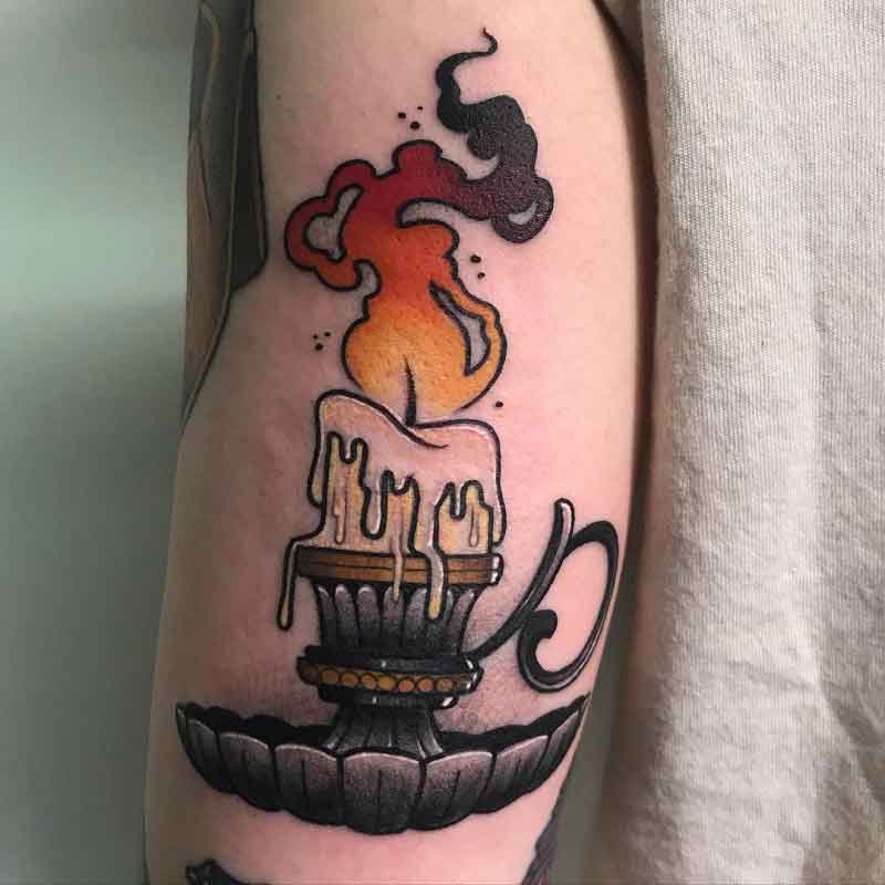 melting candle tattoo