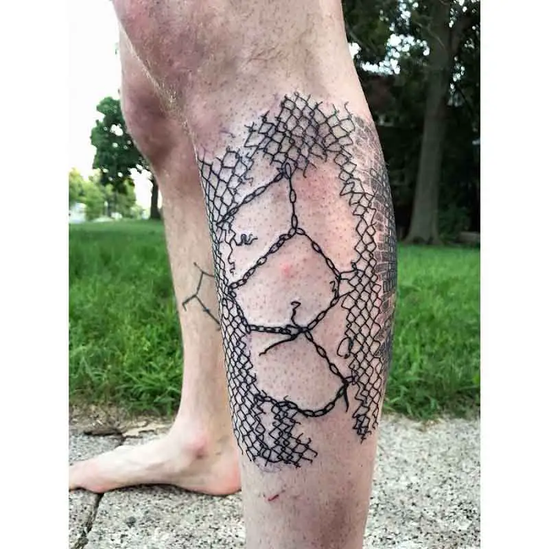 Chain Link Fence Temporary Tattoo Sticker  OhMyTat