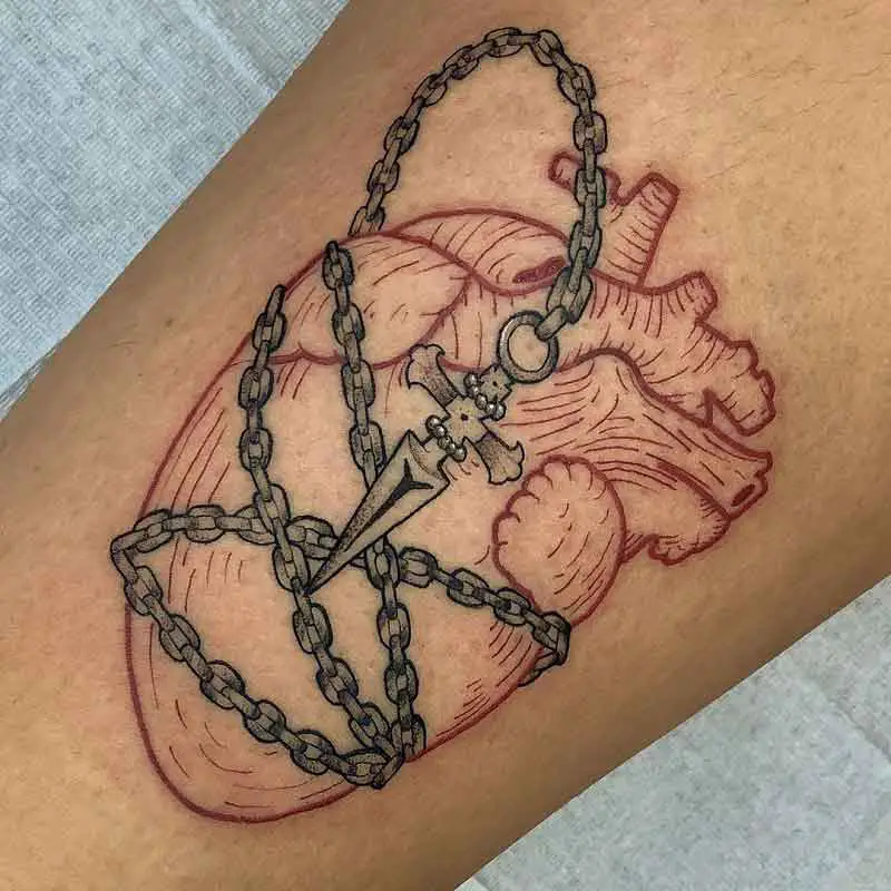 Chained Heart Tattoo 2