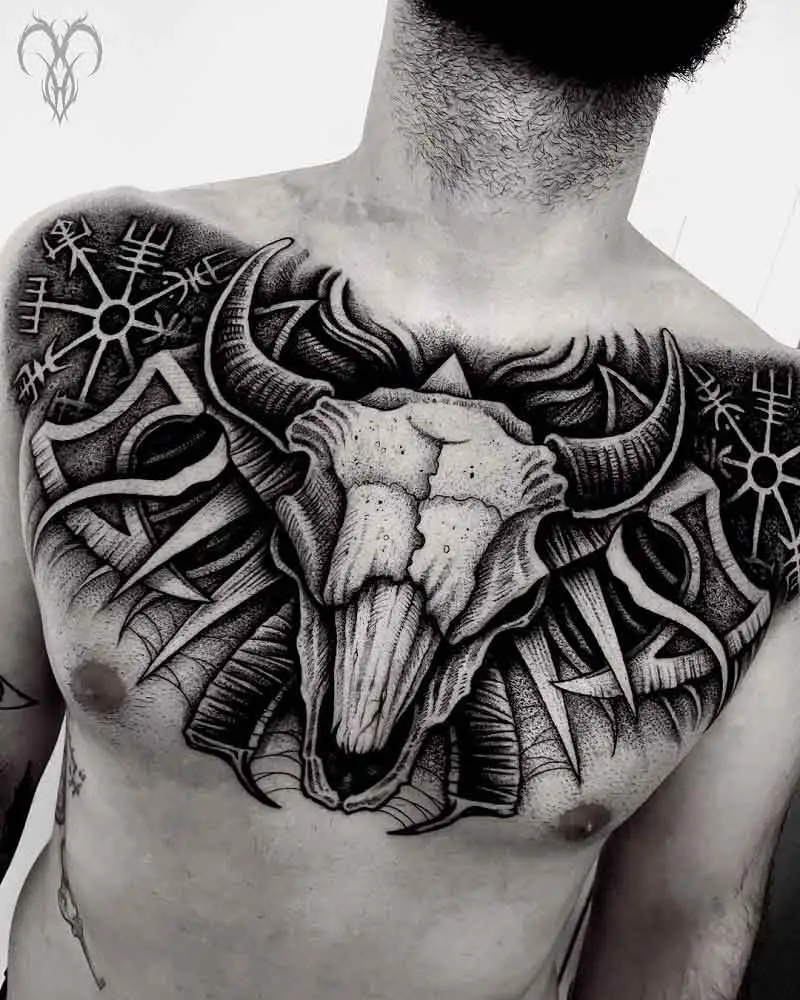 Chest Bull Tattoo 2