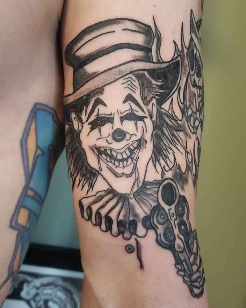 Clown With Gun Tattoo 1