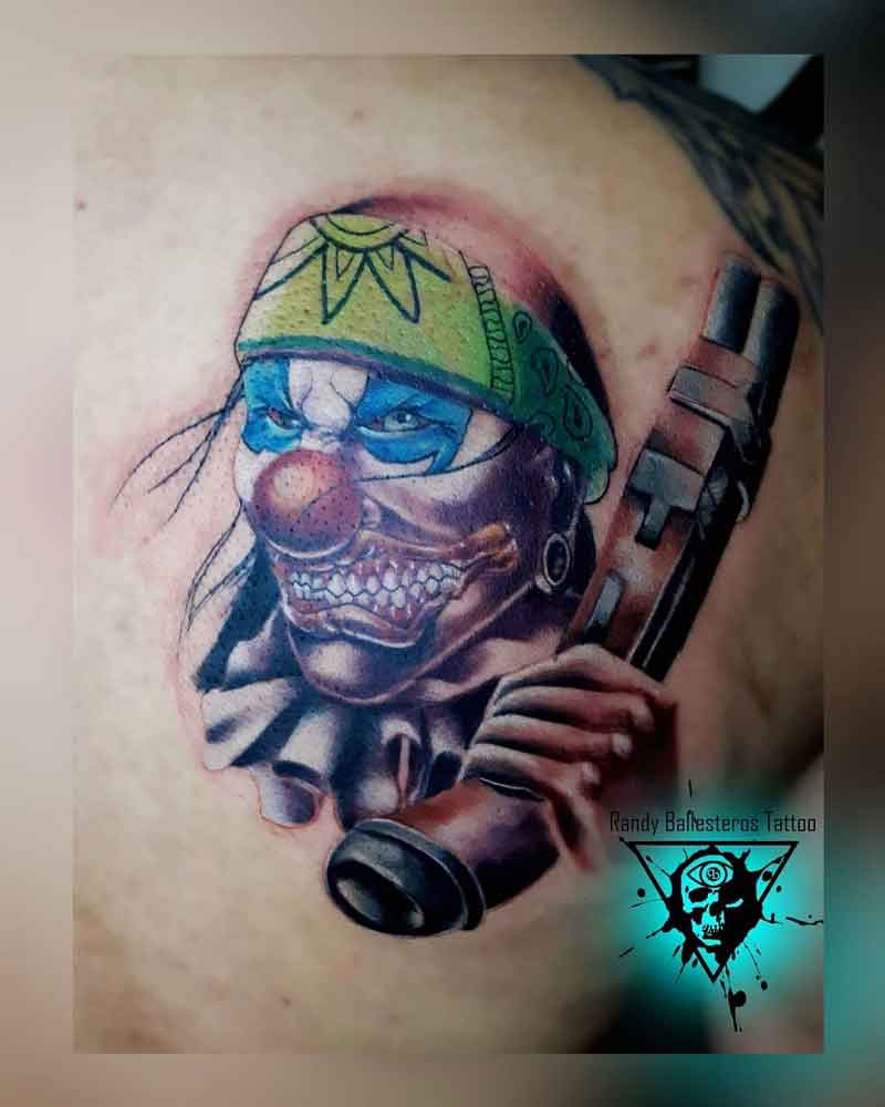 Clown With Gun Tattoo 3