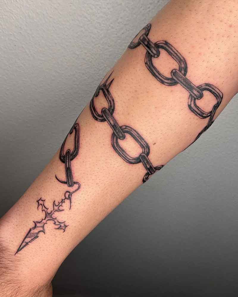 Cross with chain tattoo on arm this tattoo suitable for gi  Flickr