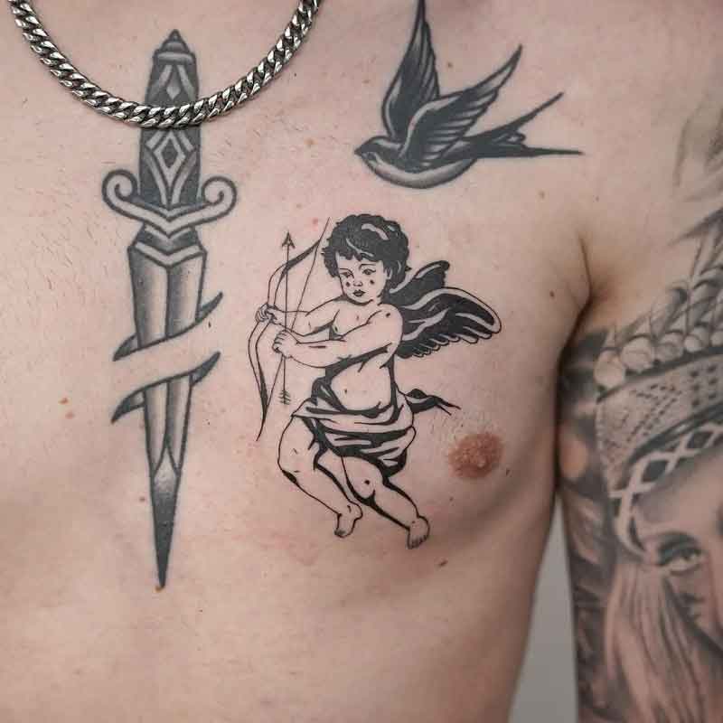 Cupid Chest Tattoo 2