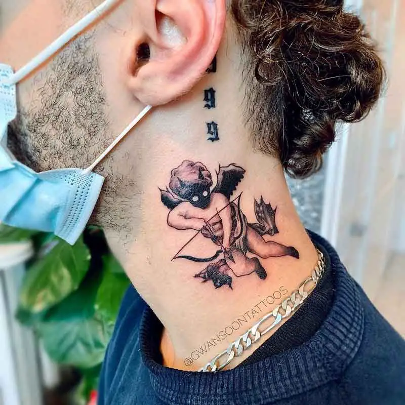 Cupid Neck Tattoo 1