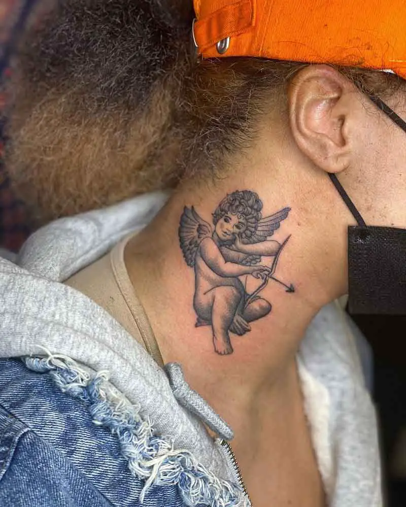 Cupid Neck Tattoo 3