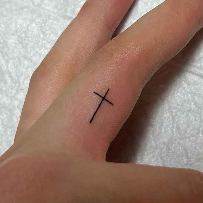 Finger Cross Tattoo 1